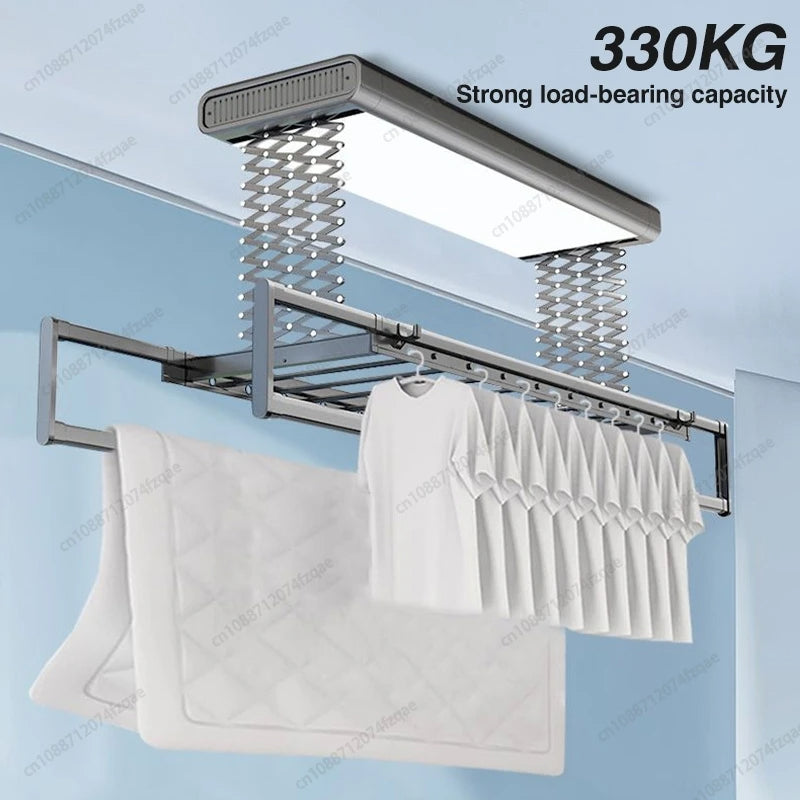 Electric Remote Control Lifting Clothes Drying Rack - Foldable and Extendable Aluminum Alloy Design - TheWellBeing4All