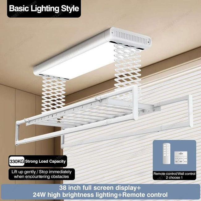 Electric Remote Control Lifting Clothes Drying Rack - Foldable and Extendable Aluminum Alloy Design