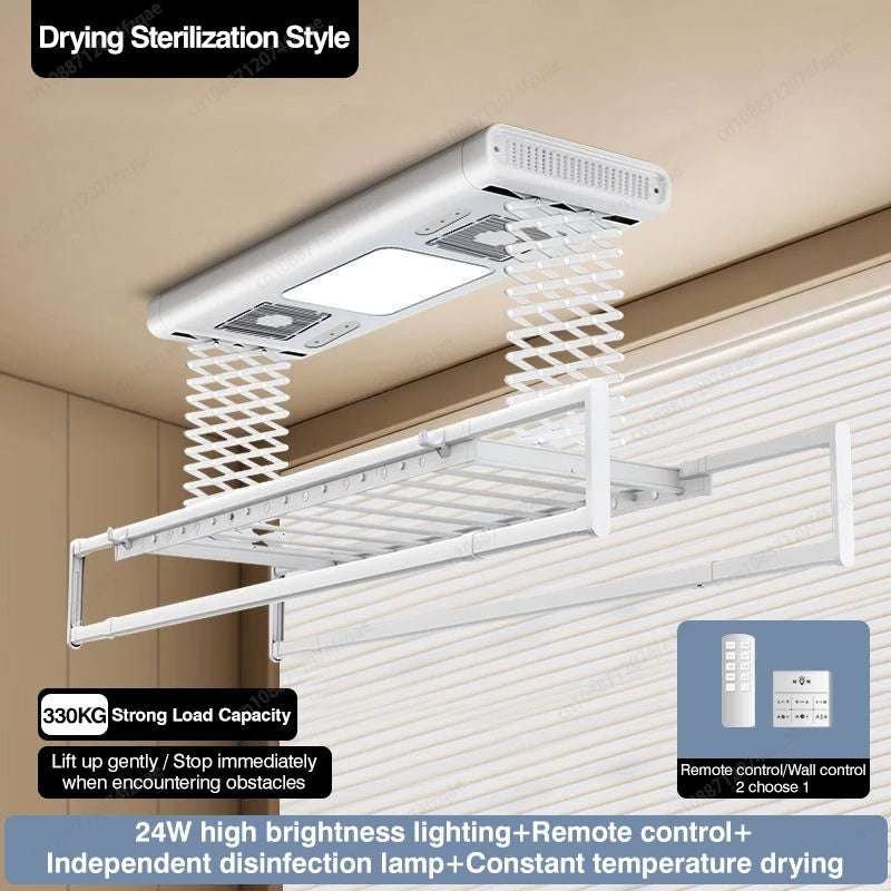 Electric Remote Control Lifting Clothes Drying Rack - Foldable and Extendable Aluminum Alloy Design