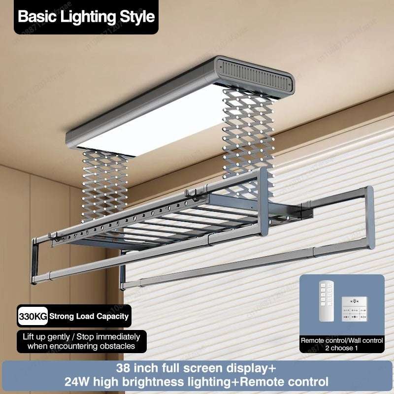 Electric Remote Control Lifting Clothes Drying Rack - Foldable and Extendable Aluminum Alloy Design