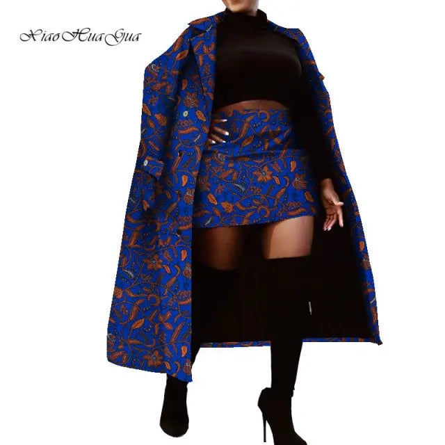 Set of Traditional African Long Trench Coat Skirt Set - The Well Being The Well Being 19 / 4XL Ludovick-TMB Set of Traditional African Long Trench Coat Skirt Set