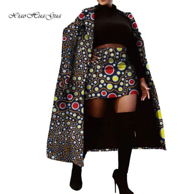 Set of Traditional African Long Trench Coat Skirt Set - The Well Being The Well Being Ludovick-TMB Set of Traditional African Long Trench Coat Skirt Set