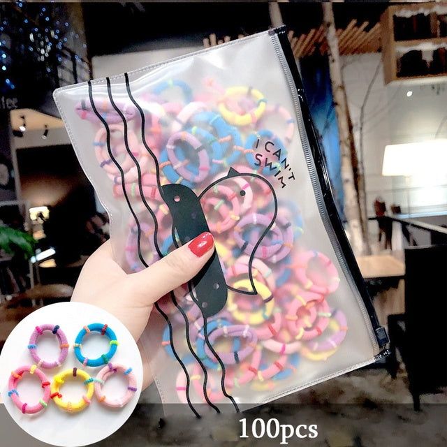 Girls Colorful Nylon Small Elastic Hair Bands Kids Cute Bow Hair Bands Ponytail Holder Headband - The Well Being The Well Being 100pcs-22 Ludovick-TMB Girls Colorful Nylon Small Elastic Hair Bands Kids Cute Bow Hair Bands Ponytail Holder Headband