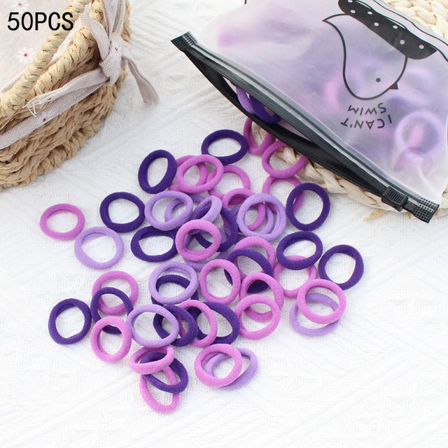 Girls Colorful Nylon Small Elastic Hair Bands Kids Cute Bow Hair Bands Ponytail Holder Headband - The Well Being The Well Being 50pcs-035 Ludovick-TMB Girls Colorful Nylon Small Elastic Hair Bands Kids Cute Bow Hair Bands Ponytail Holder Headband