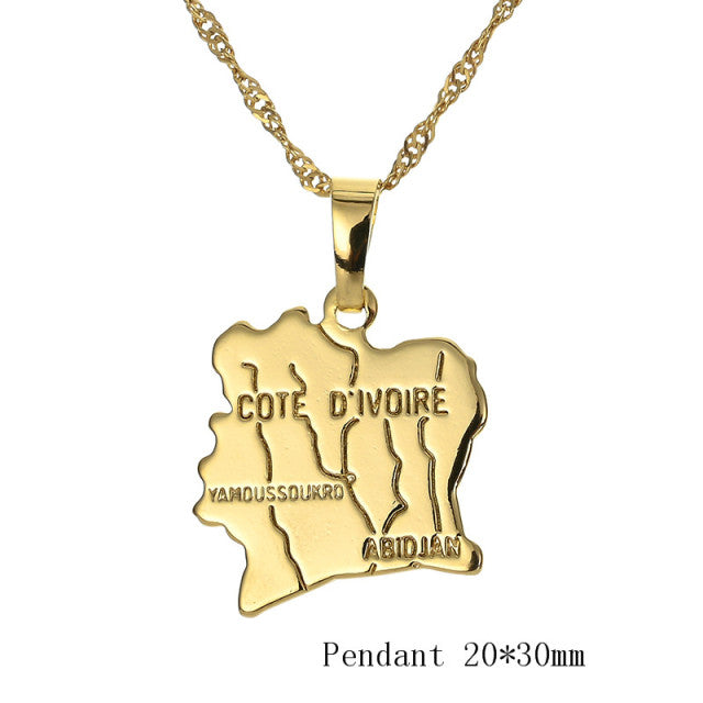 Africa country’s Map Pendant Necklace - The Well Being The Well Being style 4 / China Ludovick-TMB Africa country’s Map Pendant Necklace
