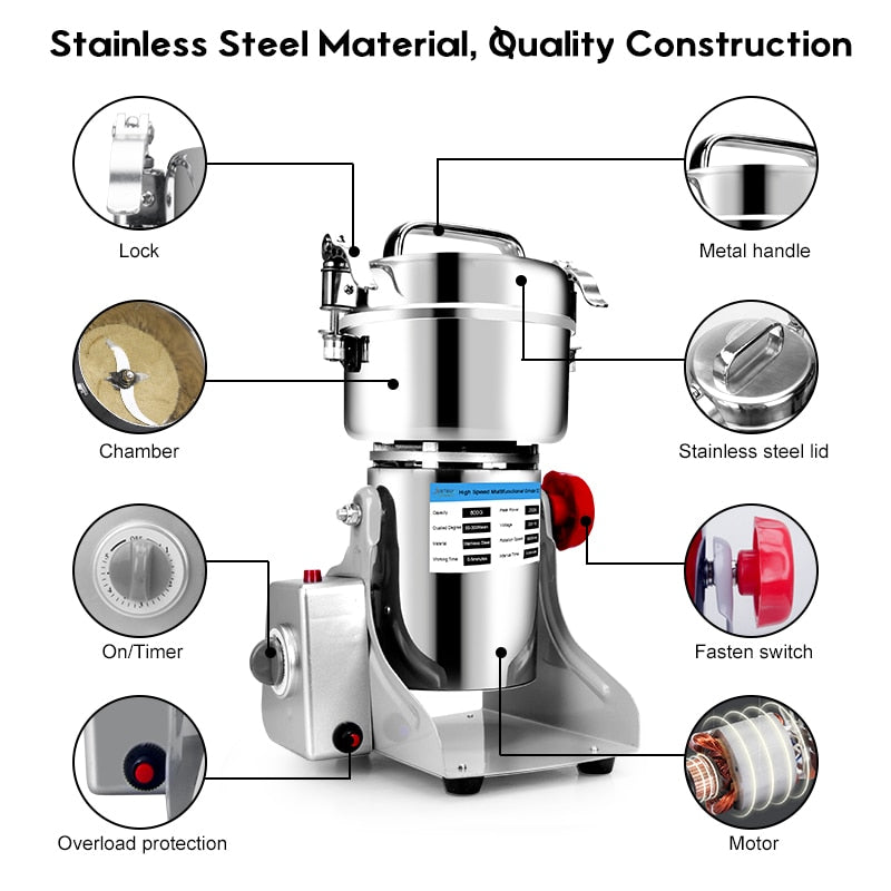Parts Free Big Capacity 800G 3000W Herb Grinder Coffee Machine Grain Spices Mill Medicine Wheat Mixer Dry Food Grinder - The Well Being The Well Being The Well Being Parts Free Big Capacity 800G 3000W Herb Grinder Coffee Machine Grain Spices Mill Medicine Wheat Mixer Dry Food Grinder