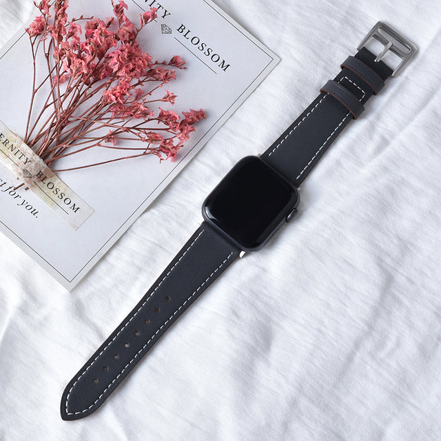 High quality Leather loop Band - The Well Being The Well Being Gray / 38mm or 40mm or 41MM Ludovick-TMB High quality Leather loop Band