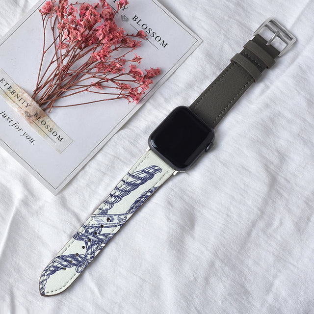 High quality Leather loop Band - The Well Being The Well Being Etain Beton / 38mm or 40mm or 41MM Ludovick-TMB High quality Leather loop Band