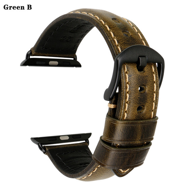 Leather Strap for Apple Watch - The Well Being The Well Being Green B / 42mm or 44mm 45mm Ludovick-TMB Leather Strap for Apple Watch