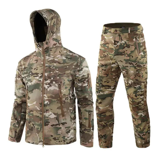 Men Camouflage Jacket Sets Outdoor Shark Skin Soft Shell Windbreaker Waterproof Hunting Clothes Set Military Tactical Clothing - The Well Being The Well Being CP camo / XXL Ludovick-TMB Men Camouflage Jacket Sets Outdoor Shark Skin Soft Shell Windbreaker Waterproof Hunting Clothes Set Military Tactical Clothing