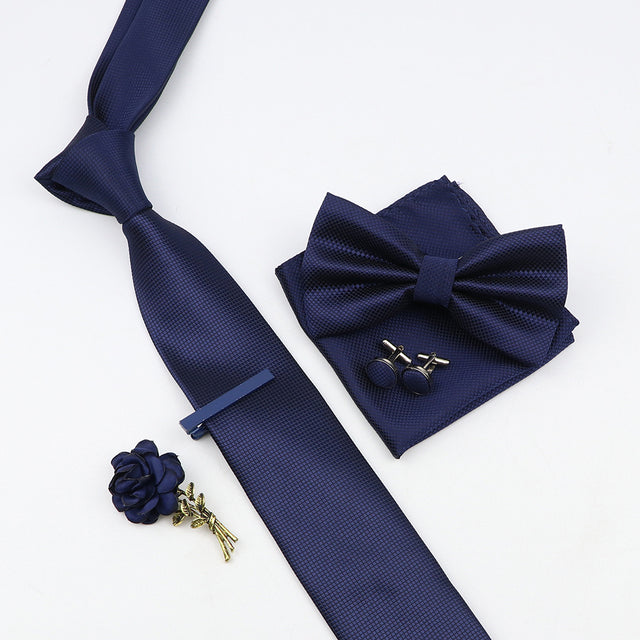 Tie Bowtie Set Black Pink Red Blue Purpple Polyester Jacquard Woven Necktie Cufflinks Brooches Ties - The Well Being The Well Being 3 Ludovick-TMB Tie Bowtie Set Black Pink Red Blue Purpple Polyester Jacquard Woven Necktie Cufflinks Brooches Ties