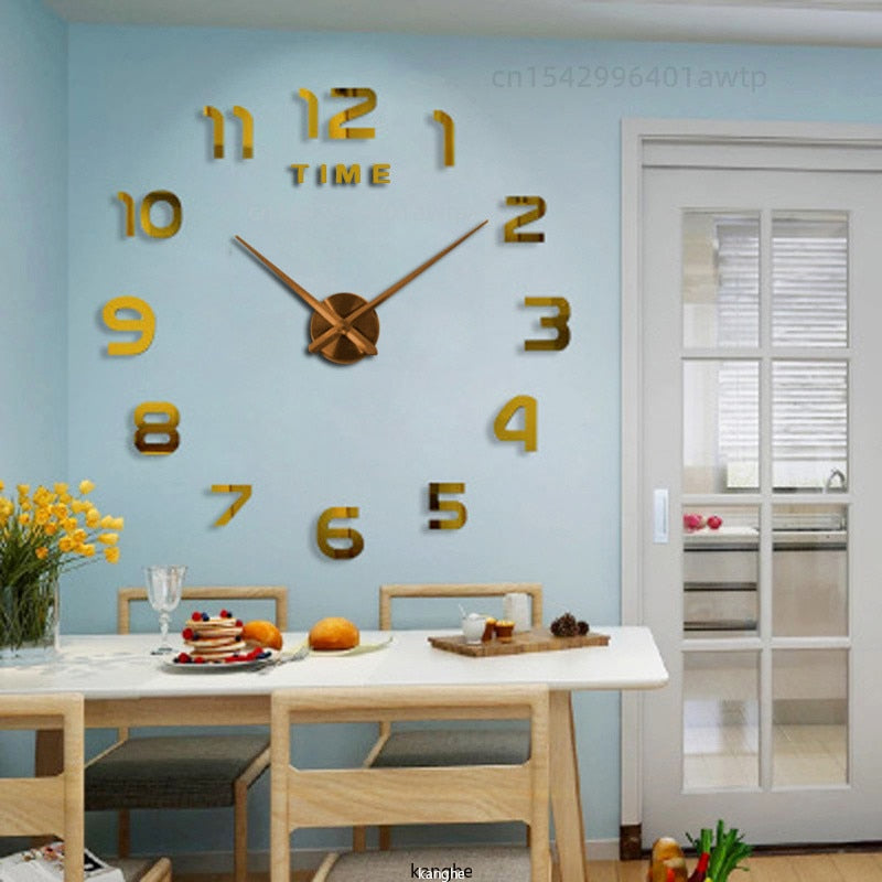 Modern Design Large Wall Clock 3D DIY Quartz Clocks Fashion Watches Acrylic Mirror Stickers Living Room - The Well Being The Well Being The Well Being Modern Design Large Wall Clock 3D DIY Quartz Clocks Fashion Watches Acrylic Mirror Stickers Living Room