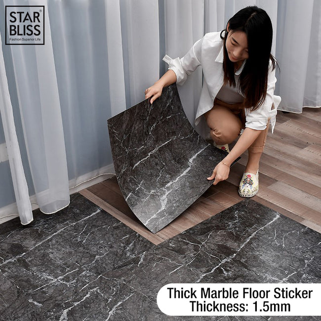 Simulated Thick Marble Tile Floor Sticker PVC Waterproof Self-adhesive - The Well Being The Well Being Ludovick-TMB Simulated Thick Marble Tile Floor Sticker PVC Waterproof Self-adhesive