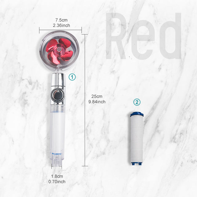 High Pressure Water Saving Shower Head 360 Degrees Rotating Spray - The Well Being The Well Being Red Extra 1 Filter / Uk Ludovick-TMB High Pressure Water Saving Shower Head 360 Degrees Rotating Spray