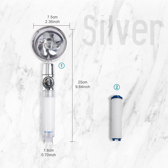 High Pressure Water Saving Shower Head 360 Degrees Rotating Spray - The Well Being The Well Being Silver Extra 1 Filte / Uk Ludovick-TMB High Pressure Water Saving Shower Head 360 Degrees Rotating Spray