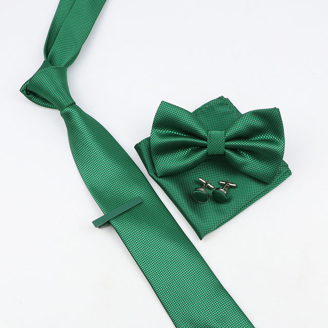 Tie Bowtie Set Black Pink Red Blue Purpple Polyester Jacquard Woven Necktie Cufflinks Brooches Ties - The Well Being The Well Being 8 Ludovick-TMB Tie Bowtie Set Black Pink Red Blue Purpple Polyester Jacquard Woven Necktie Cufflinks Brooches Ties