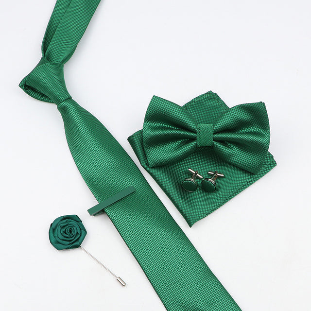 Tie Bowtie Set Black Pink Red Blue Purpple Polyester Jacquard Woven Necktie Cufflinks Brooches Ties - The Well Being The Well Being 12 Ludovick-TMB Tie Bowtie Set Black Pink Red Blue Purpple Polyester Jacquard Woven Necktie Cufflinks Brooches Ties