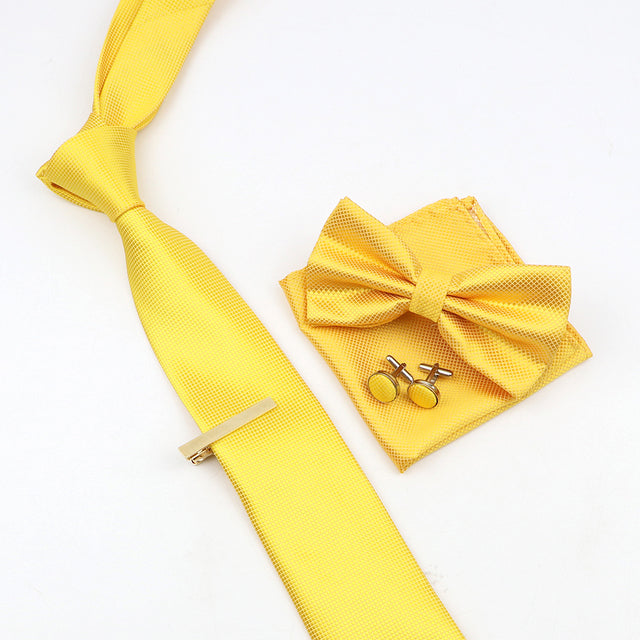 Tie Bowtie Set Black Pink Red Blue Purpple Polyester Jacquard Woven Necktie Cufflinks Brooches Ties - The Well Being The Well Being 15 Ludovick-TMB Tie Bowtie Set Black Pink Red Blue Purpple Polyester Jacquard Woven Necktie Cufflinks Brooches Ties