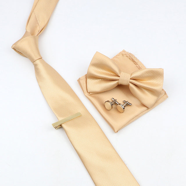 Tie Bowtie Set Black Pink Red Blue Purpple Polyester Jacquard Woven Necktie Cufflinks Brooches Ties - The Well Being The Well Being 30 Ludovick-TMB Tie Bowtie Set Black Pink Red Blue Purpple Polyester Jacquard Woven Necktie Cufflinks Brooches Ties