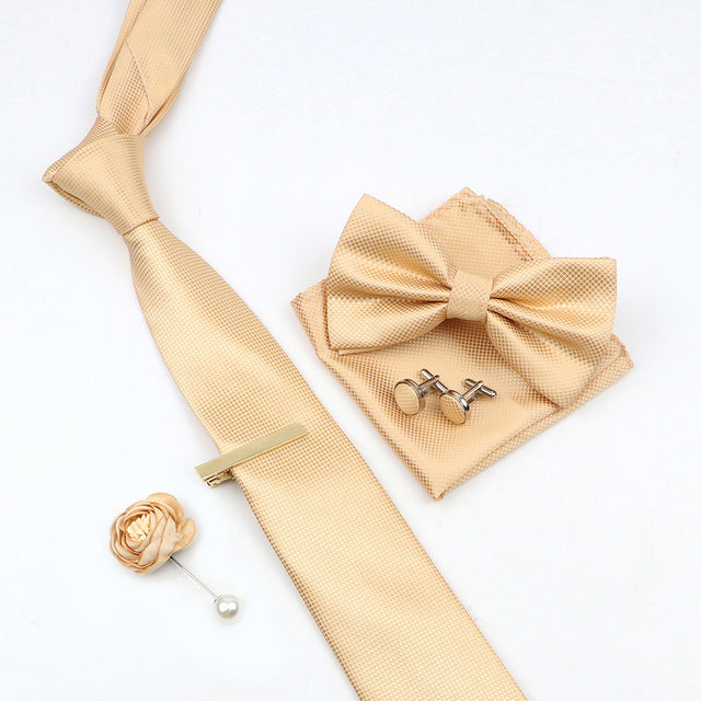 Tie Bowtie Set Black Pink Red Blue Purpple Polyester Jacquard Woven Necktie Cufflinks Brooches Ties - The Well Being The Well Being 31 Ludovick-TMB Tie Bowtie Set Black Pink Red Blue Purpple Polyester Jacquard Woven Necktie Cufflinks Brooches Ties