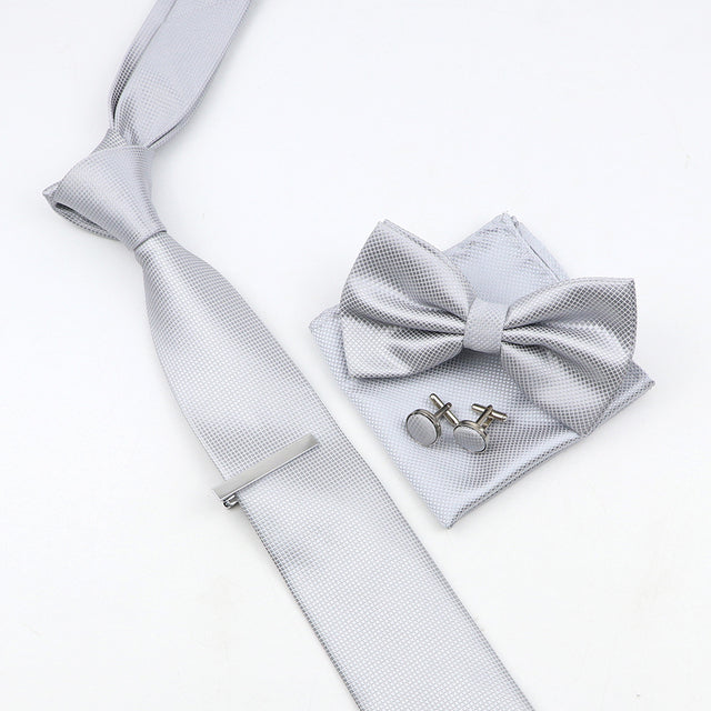 Tie Bowtie Set Black Pink Red Blue Purpple Polyester Jacquard Woven Necktie Cufflinks Brooches Ties - The Well Being The Well Being 39 Ludovick-TMB Tie Bowtie Set Black Pink Red Blue Purpple Polyester Jacquard Woven Necktie Cufflinks Brooches Ties