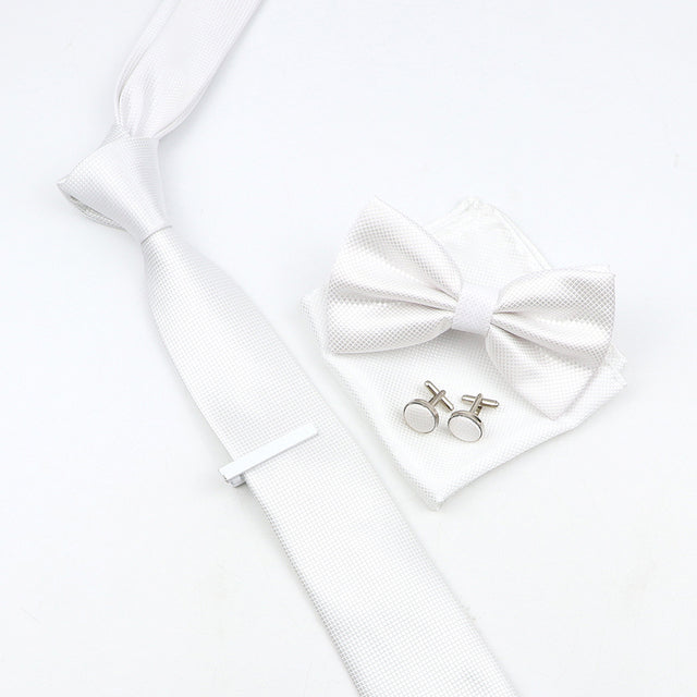 Tie Bowtie Set Black Pink Red Blue Purpple Polyester Jacquard Woven Necktie Cufflinks Brooches Ties - The Well Being The Well Being 44 Ludovick-TMB Tie Bowtie Set Black Pink Red Blue Purpple Polyester Jacquard Woven Necktie Cufflinks Brooches Ties