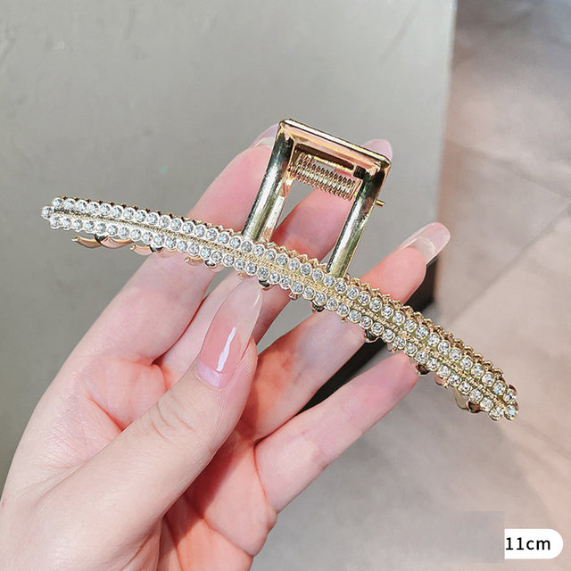 Rhinestone Metal Hair Claw Crab Clip For Women Girls Shiny Barrette Hairpin Crystal Pearl Hair Accessories Jewelry Gift - The Well Being The Well Being CB0931C 11cm Ludovick-TMB Rhinestone Metal Hair Claw Crab Clip For Women Girls Shiny Barrette Hairpin Crystal Pearl Hair Accessories Jewelry Gift