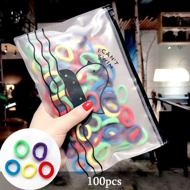 Girls Colorful Nylon Small Elastic Hair Bands Kids Cute Bow Hair Bands Ponytail Holder Headband - The Well Being The Well Being 100pcs-28 Ludovick-TMB Girls Colorful Nylon Small Elastic Hair Bands Kids Cute Bow Hair Bands Ponytail Holder Headband