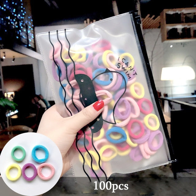 Girls Colorful Nylon Small Elastic Hair Bands Kids Cute Bow Hair Bands Ponytail Holder Headband - The Well Being The Well Being 100pcs-27 Ludovick-TMB Girls Colorful Nylon Small Elastic Hair Bands Kids Cute Bow Hair Bands Ponytail Holder Headband