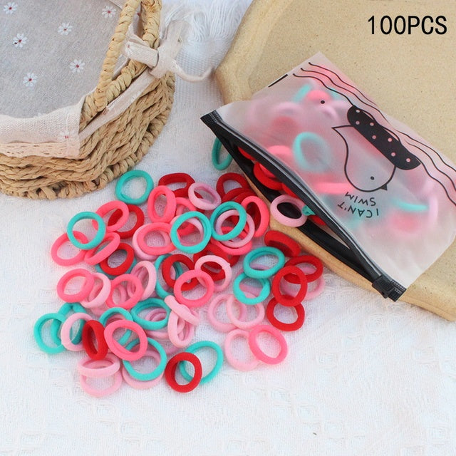 Girls Colorful Nylon Small Elastic Hair Bands Kids Cute Bow Hair Bands Ponytail Holder Headband - The Well Being The Well Being 100pcs-66 Ludovick-TMB Girls Colorful Nylon Small Elastic Hair Bands Kids Cute Bow Hair Bands Ponytail Holder Headband