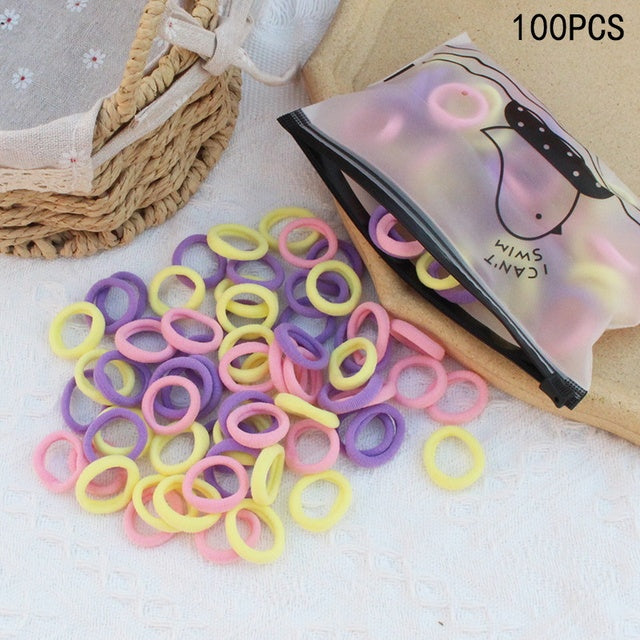 Girls Colorful Nylon Small Elastic Hair Bands Kids Cute Bow Hair Bands Ponytail Holder Headband - The Well Being The Well Being 100pcs-64 Ludovick-TMB Girls Colorful Nylon Small Elastic Hair Bands Kids Cute Bow Hair Bands Ponytail Holder Headband