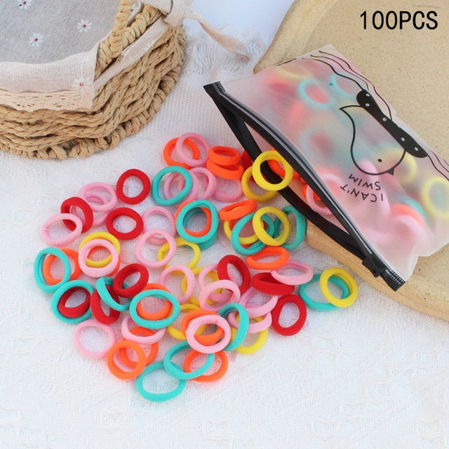 Girls Colorful Nylon Small Elastic Hair Bands Kids Cute Bow Hair Bands Ponytail Holder Headband - The Well Being The Well Being 100pcs-65 Ludovick-TMB Girls Colorful Nylon Small Elastic Hair Bands Kids Cute Bow Hair Bands Ponytail Holder Headband