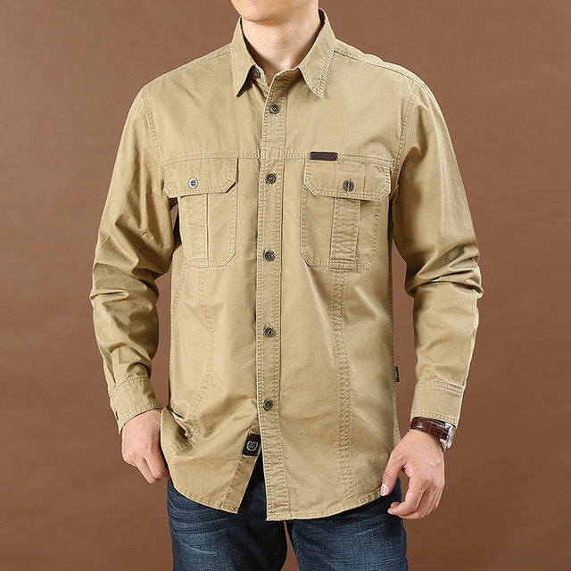 Pure Cotton Casual Shirt - The Well Being The Well Being 1388 khaki / 5XL Ludovick-TMB Pure Cotton Casual Shirt