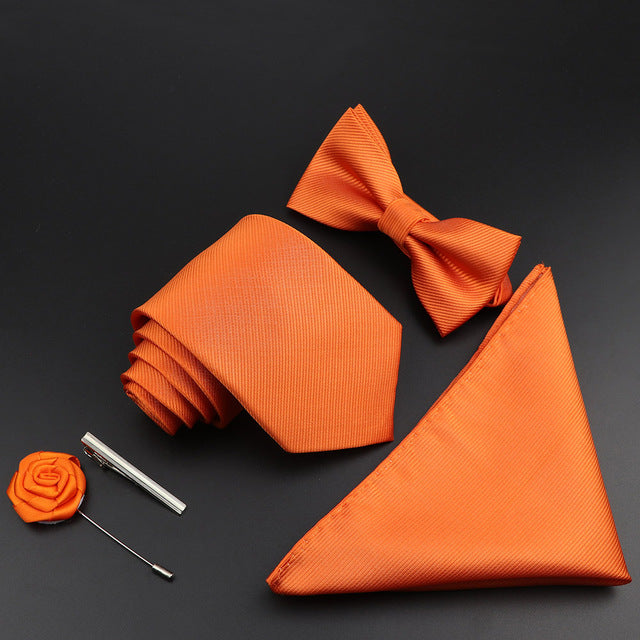 Tie Set Polyester Jacquard Woven Necktie Bowtie Suit Vintage Red Blue - The Well Being The Well Being 21 Ludovick-TMB Tie Set Polyester Jacquard Woven Necktie Bowtie Suit Vintage Red Blue