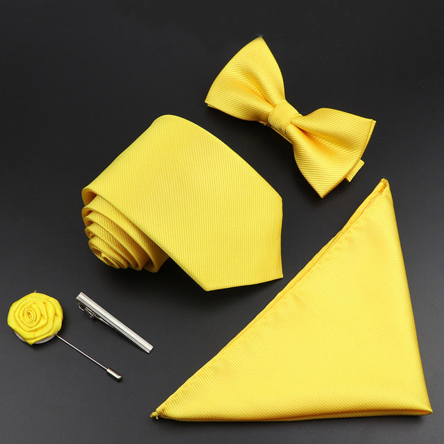 Tie Set Polyester Jacquard Woven Necktie Bowtie Suit Vintage Red Blue - The Well Being The Well Being 24 Ludovick-TMB Tie Set Polyester Jacquard Woven Necktie Bowtie Suit Vintage Red Blue