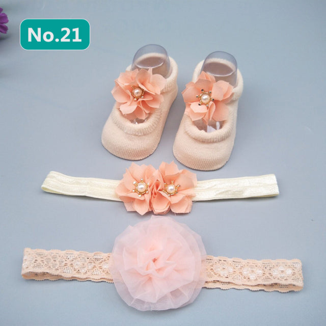 Slipper Socks Headband, Foot Socks Lace Crown Hair Band - The Well Being The Well Being 21 / 0-12Months / Cotton Ludovick-TMB Slipper Socks Headband, Foot Socks Lace Crown Hair Band