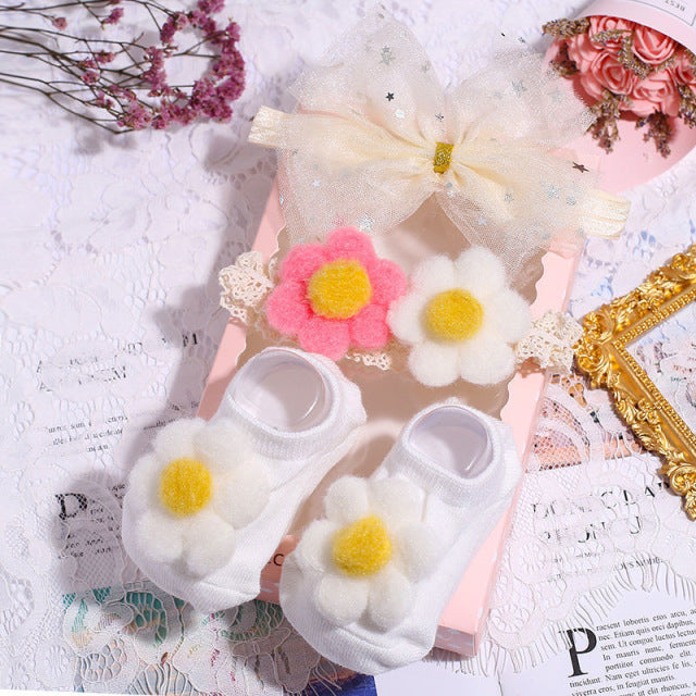 Slipper Socks Headband, Foot Socks Lace Crown Hair Band - The Well Being The Well Being FW-15 / 0-12Months / Cotton Ludovick-TMB Slipper Socks Headband, Foot Socks Lace Crown Hair Band