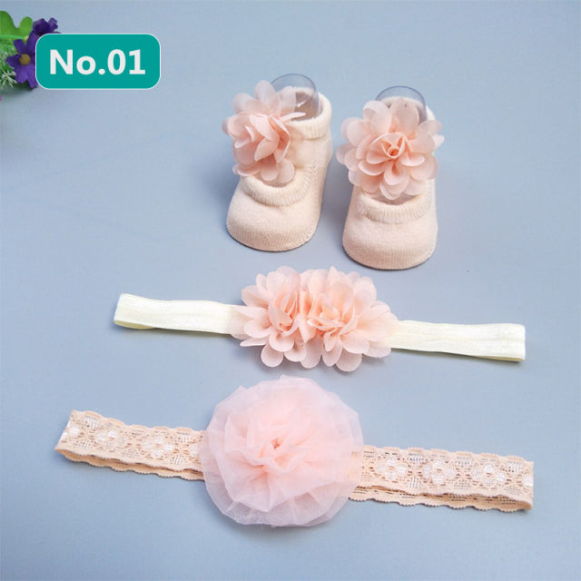 Slipper Socks Headband, Foot Socks Lace Crown Hair Band - The Well Being The Well Being 01 / 0-12Months / Cotton Ludovick-TMB Slipper Socks Headband, Foot Socks Lace Crown Hair Band