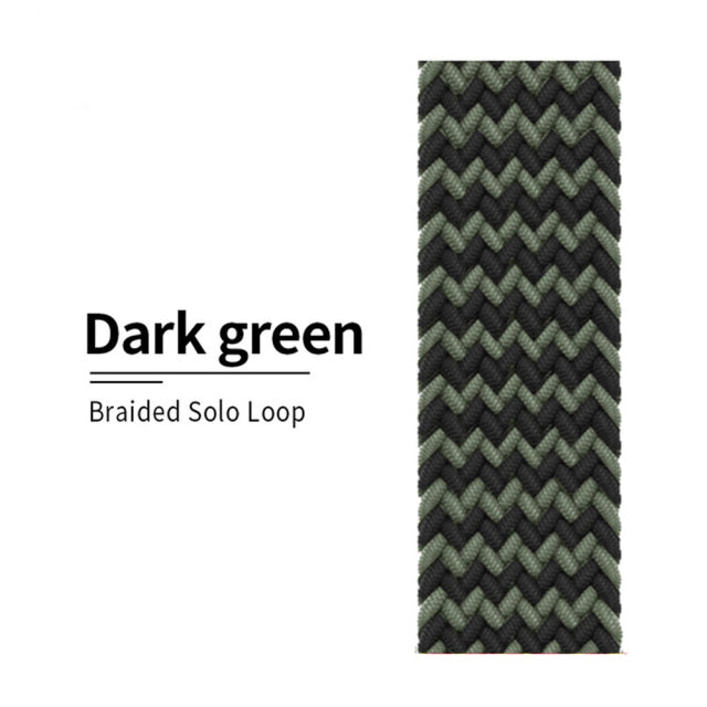 Nylon Braided Solo Loop fabric Strap For Apple Watch band - The Well Being The Well Being 17 W Green Black / 38MM or 40MM or 41MM / S Ludovick-TMB Nylon Braided Solo Loop fabric Strap For Apple Watch band