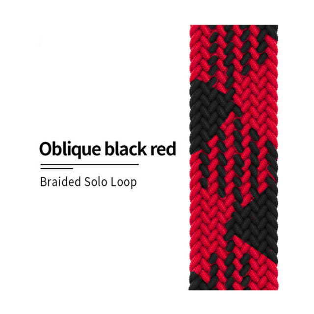 Nylon Braided Solo Loop fabric Strap For Apple Watch band - The Well Being The Well Being 19 Z Black Red / 38MM or 40MM or 41MM / S Ludovick-TMB Nylon Braided Solo Loop fabric Strap For Apple Watch band