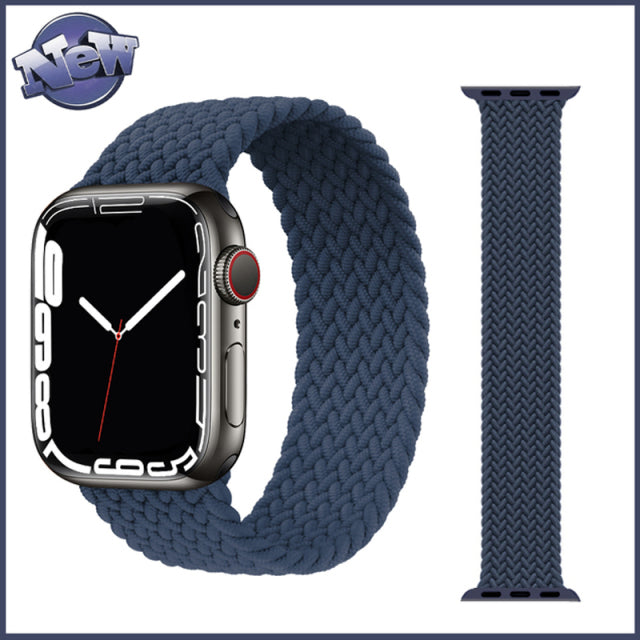 Nylon Braided Solo Loop fabric Strap For Apple Watch band - The Well Being The Well Being 28 Blue / 42MM or 44MM or 45MM / L Ludovick-TMB Nylon Braided Solo Loop fabric Strap For Apple Watch band