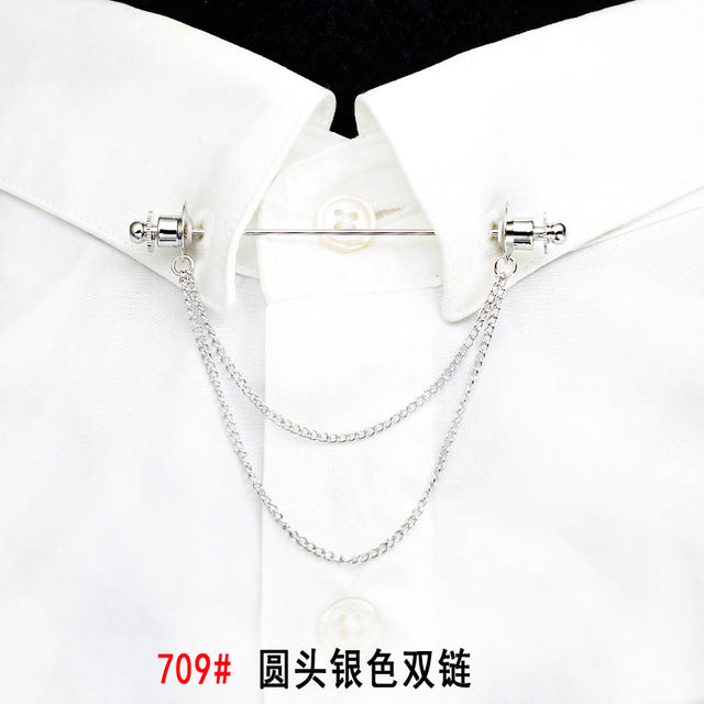 Simple Personality Gold Color Pins Brooches Metal Chain Tassel Shirt Collar Lapel Pin - The Well Being The Well Being 709 Ludovick-TMB Simple Personality Gold Color Pins Brooches Metal Chain Tassel Shirt Collar Lapel Pin