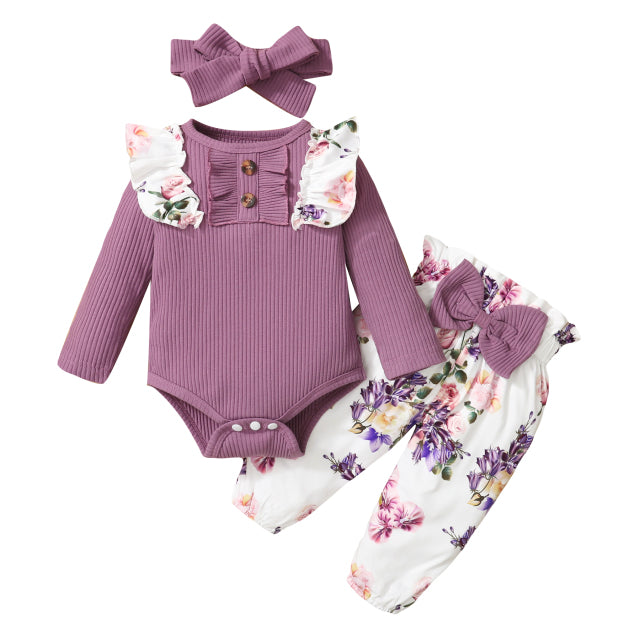 3Pcs Baby Girl Clothes Set Newborn's Clothing - The Well Being  3Pcs Baby Girl Clothes Set Newborn's Clothing