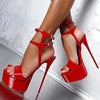 Sandals High Heels Open Toe Buckles - The Well Being The Well Being Red 2 / 9 Ludovick-TMB Sandals High Heels Open Toe Buckles