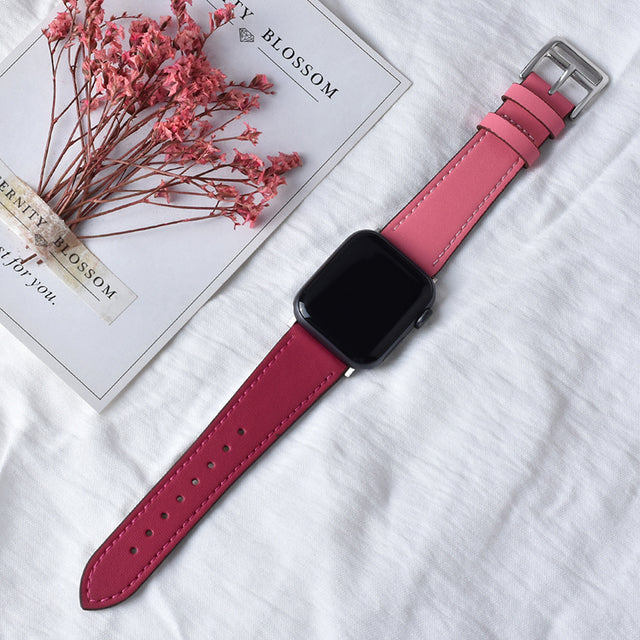 High quality Leather loop Band - The Well Being The Well Being Rose Pink / 38mm or 40mm or 41MM Ludovick-TMB High quality Leather loop Band