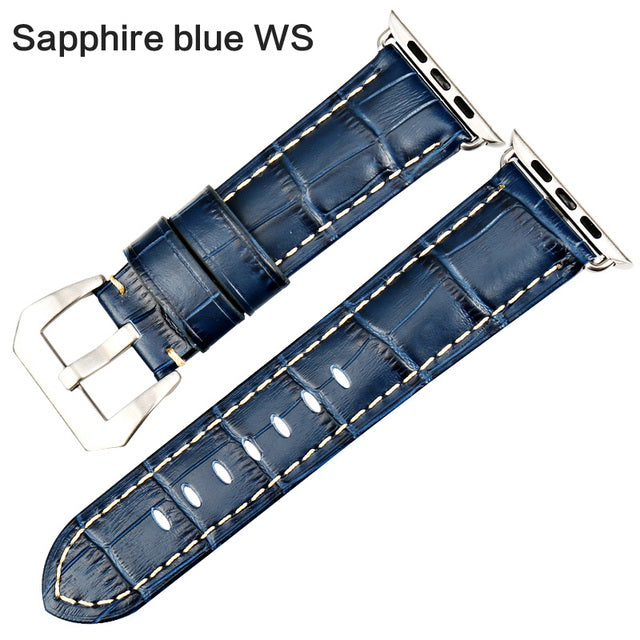 Watchbands Genuine Cow Leather Watch Strap for Apple Watch - The Well Being The Well Being Sapphire blue WS / For Apple Watch 42mm Ludovick-TMB Watchbands Genuine Cow Leather Watch Strap for Apple Watch