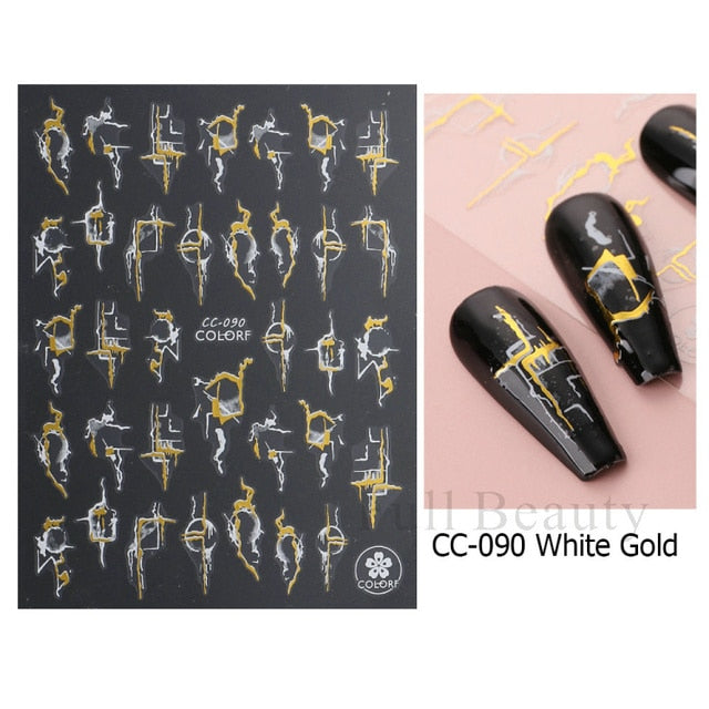 Manicure Stickers White Laser Gold Fall Leaves Decals Sliders Nail Art Decor - The Well Being The Well Being Ludovick-TMB Manicure Stickers White Laser Gold Fall Leaves Decals Sliders Nail Art Decor