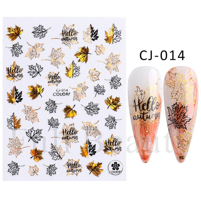Manicure Stickers White Laser Gold Fall Leaves Decals Sliders Nail Art Decor - The Well Being The Well Being Ludovick-TMB Manicure Stickers White Laser Gold Fall Leaves Decals Sliders Nail Art Decor
