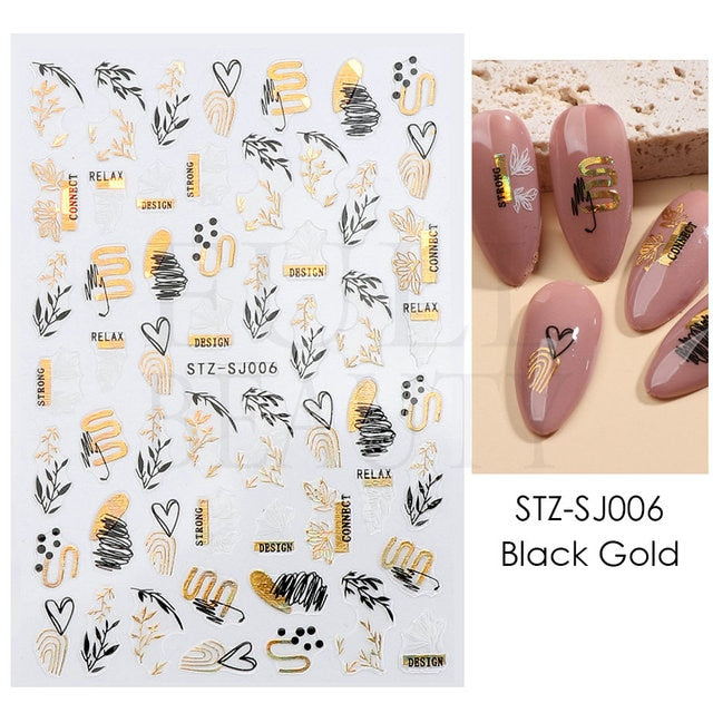 Manicure Stickers White Laser Gold Fall Leaves Decals Sliders Nail Art Decor - The Well Being The Well Being Ludovick-TMB Manicure Stickers White Laser Gold Fall Leaves Decals Sliders Nail Art Decor