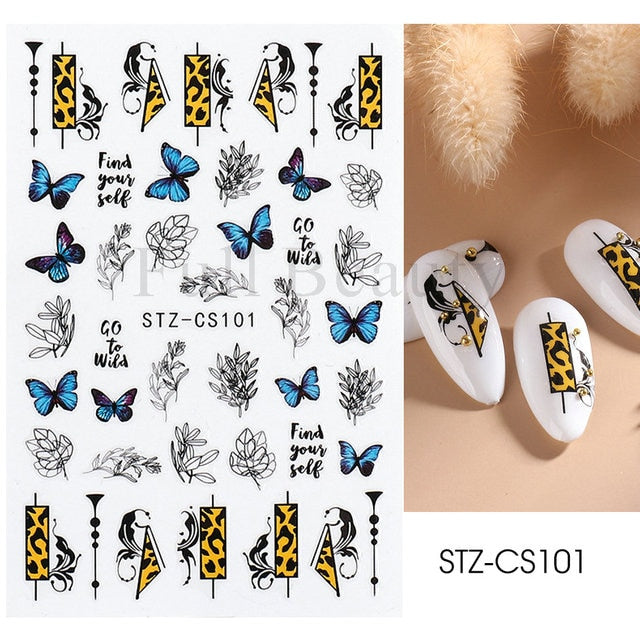 Manicure Stickers White Laser Gold Fall Leaves Decals Sliders Nail Art Decor - The Well Being The Well Being STZ-CS101 Ludovick-TMB Manicure Stickers White Laser Gold Fall Leaves Decals Sliders Nail Art Decor